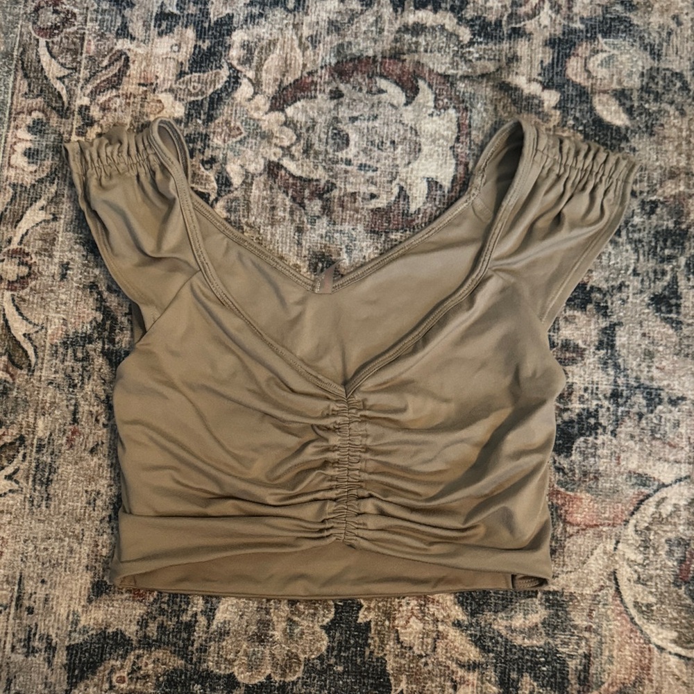FP Movement by Free People Olive Ruched Crop Top